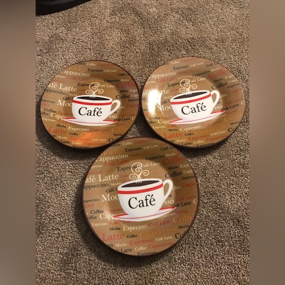 Cute 3-Piece Set Trisa Cafe Coffee Latte Espresso Themed collectible plates - Picture 1 of 5